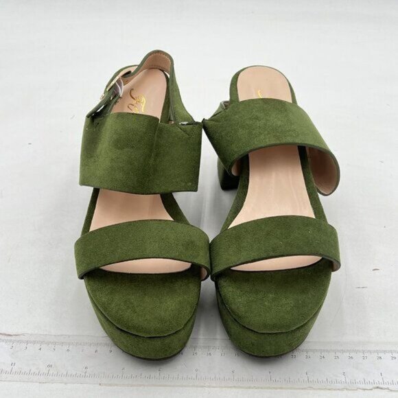 Women's Platform Heels Sandals Block Chunky High Heeled Suede Sandal  Green - Picture 2 of 6